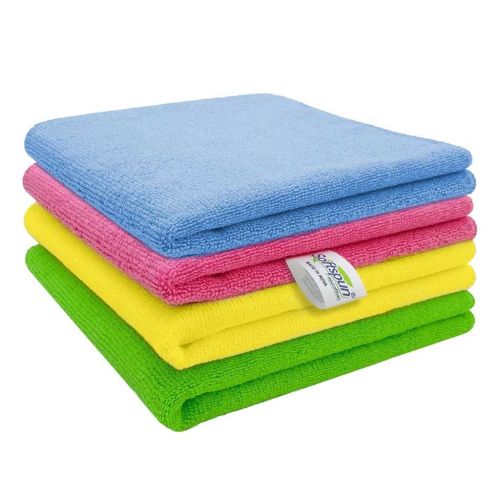 SOFTSPUN Microfiber Cloth – 4 pcs 40x40 cm 340 GSM Multipurpose Cleaning Towels