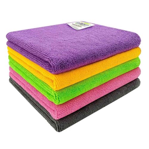 SOFTSPUN Microfiber Cloth 5pcs 40x40cm 340 GSM Multi-Color Multipurpose Cleaning Towels
