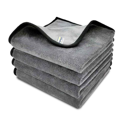 SOFTSPUN Microfiber Cloth Silk Banded Edges 500 GSM 40x40cm Pack of 4 Grey