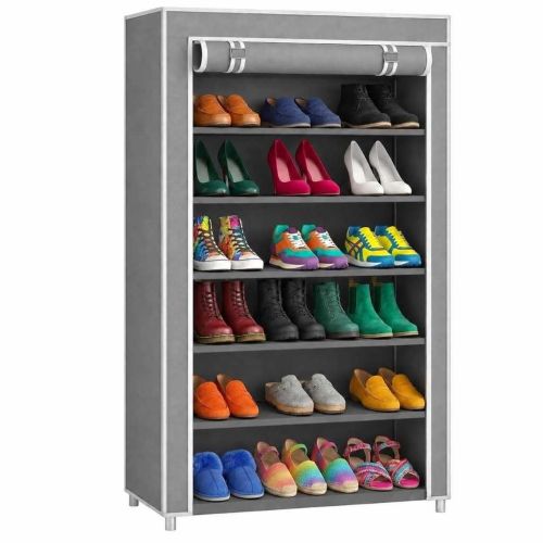 Easy Buy 6 Layer Foldable Shoe Rack Organizer with Zip Door & Side Pocket