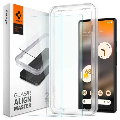 Spigen AlignMaster Tempered Glass Full Screen Protector for Google Pixel 6a (2 Pack)