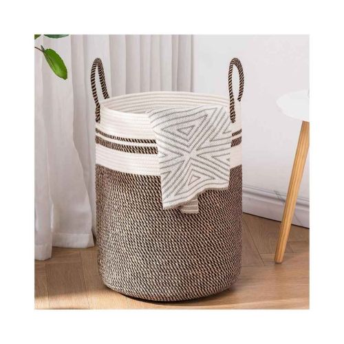 ZOYAFAB® Rope Hamper Storage Cotton Basket – Camel Mix (14 x 16 Inch)