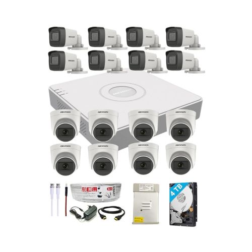 HIKVISION 16 Channel DVR with 5MP Dome & Bullet Camera Combo Kit