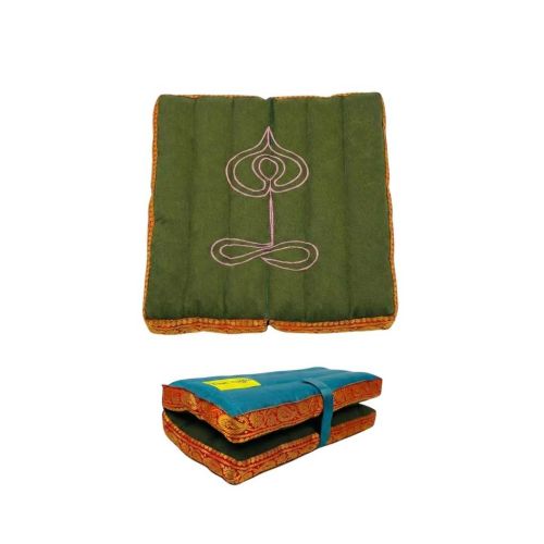 The Yogis Foldable Cotton Meditation and Yoga Cushion with Embroidered Design