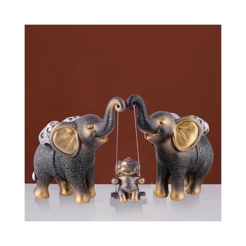 Zart Decorative Elephant Family Showpiece