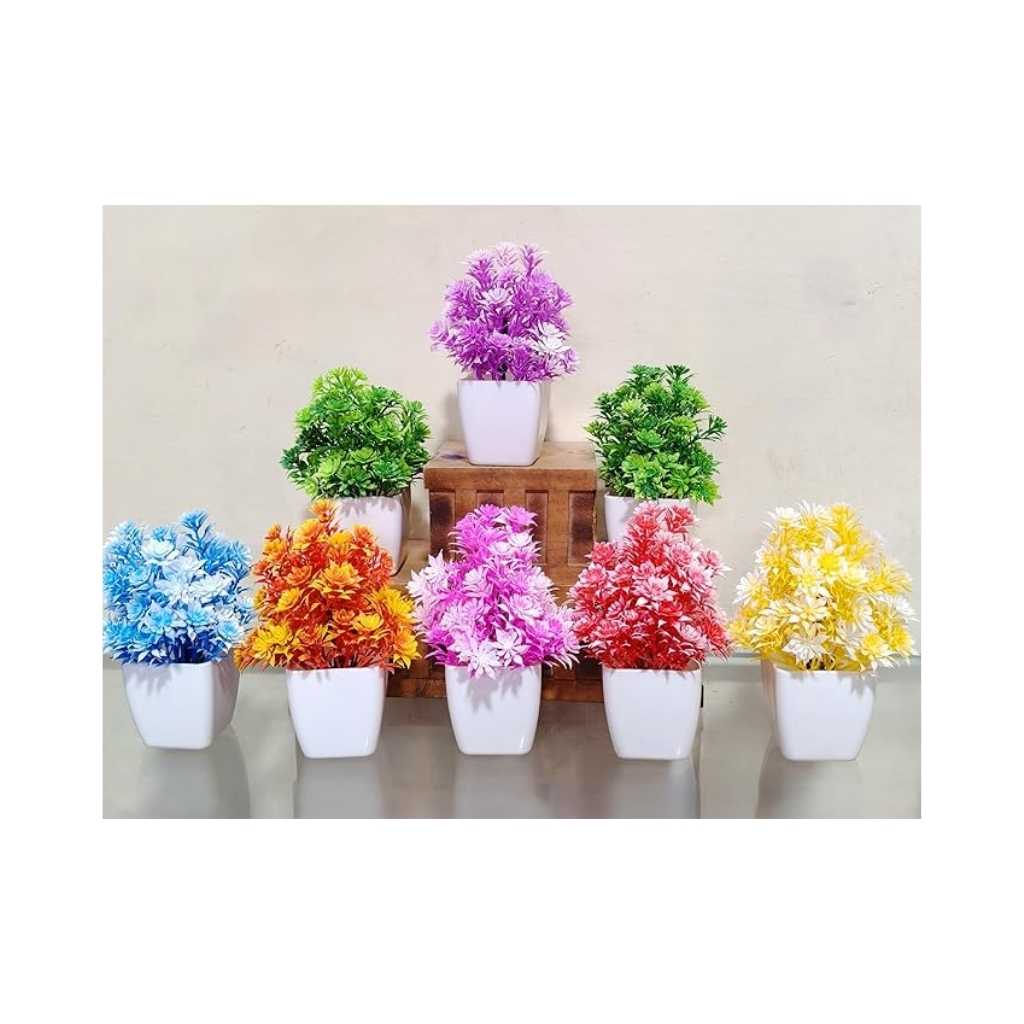 SAF Set of 8 Artificial Bonsai Wild Plants with Pot