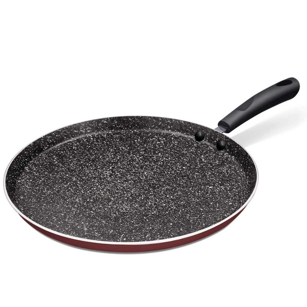 MILTON Pro Cook Induction & Gas Friendly Granito Non-Stick Concave Tawa 28 cm, Burgundy