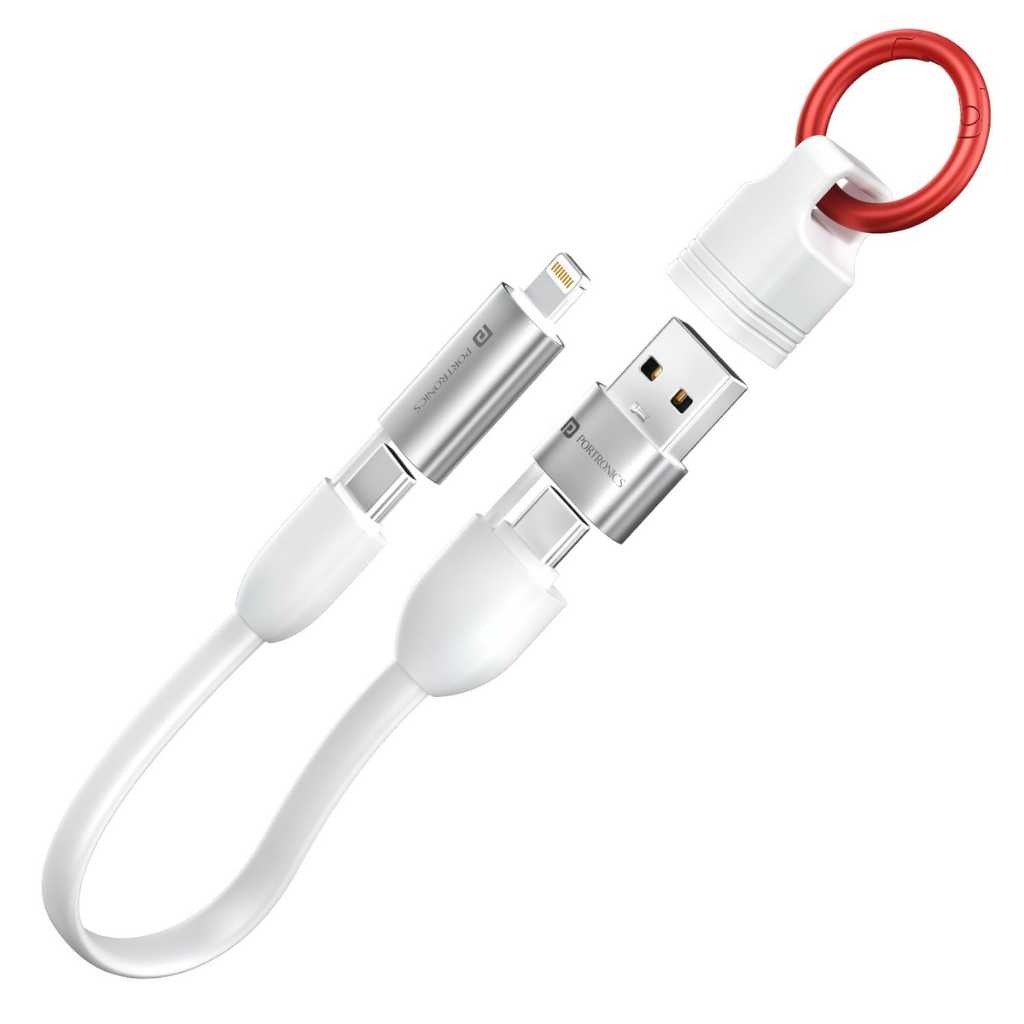 Portronics Keylink 4 in 1 Multifunctional Fast Charging Cable with Keychain
