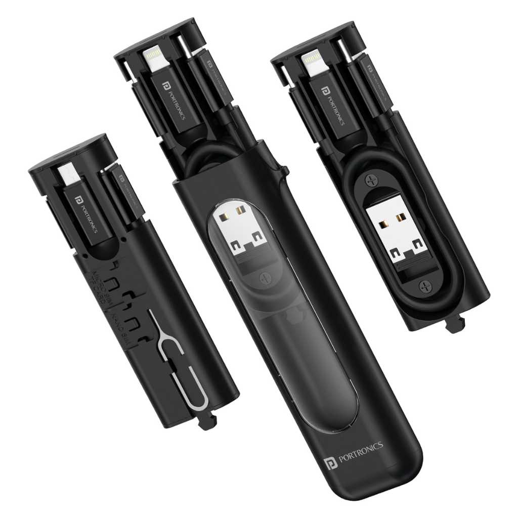 Portronics Snapcase 4 60W Multifunctional Fast Charging Data Cable Transparent Kit
