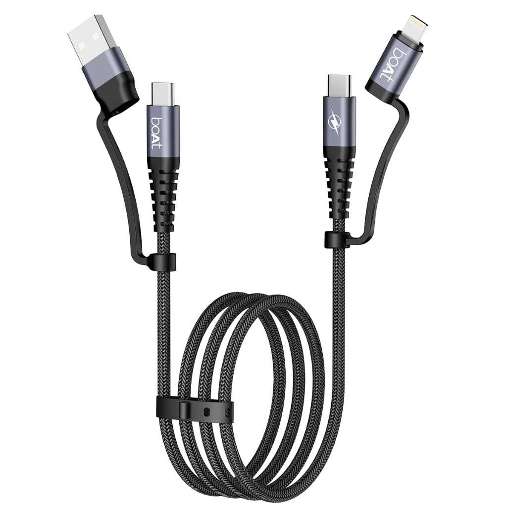boAt FlexiCharge 400 4-in-1 Fast Charging Cable (Carbon Black)