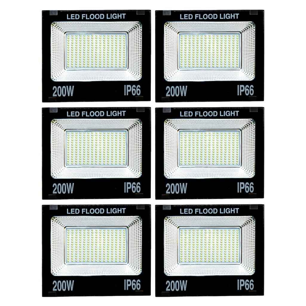 Gesto 200W LED Flood Light – IP66 Waterproof, 120° Wide Beam, Cool White, Pack of 6