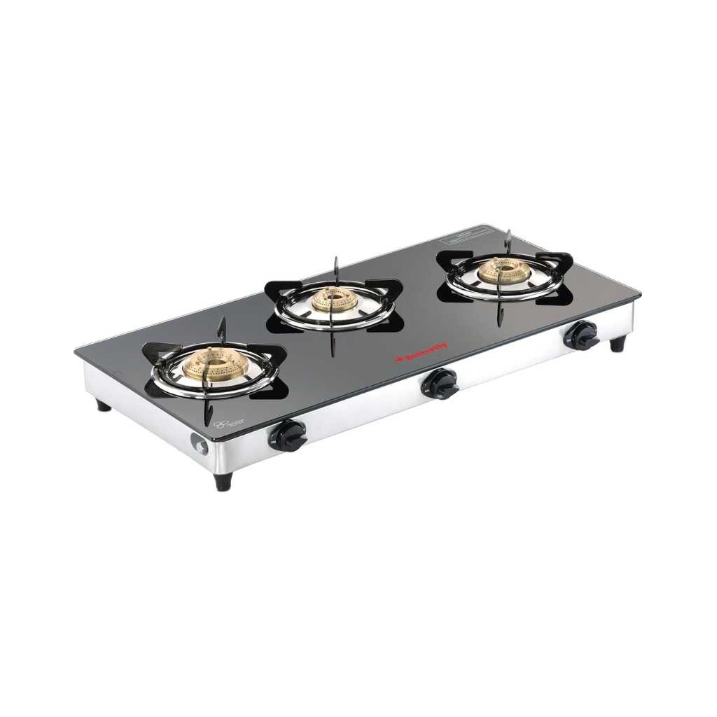 Butterfly Radiant Jumbo 3 Burner Glass Top Gas Stove