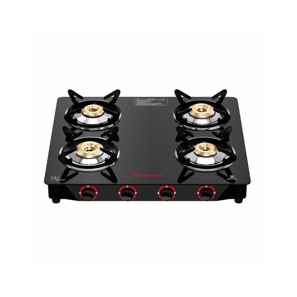 Butterfly Smart 4 Burner Glass Top Gas Stove