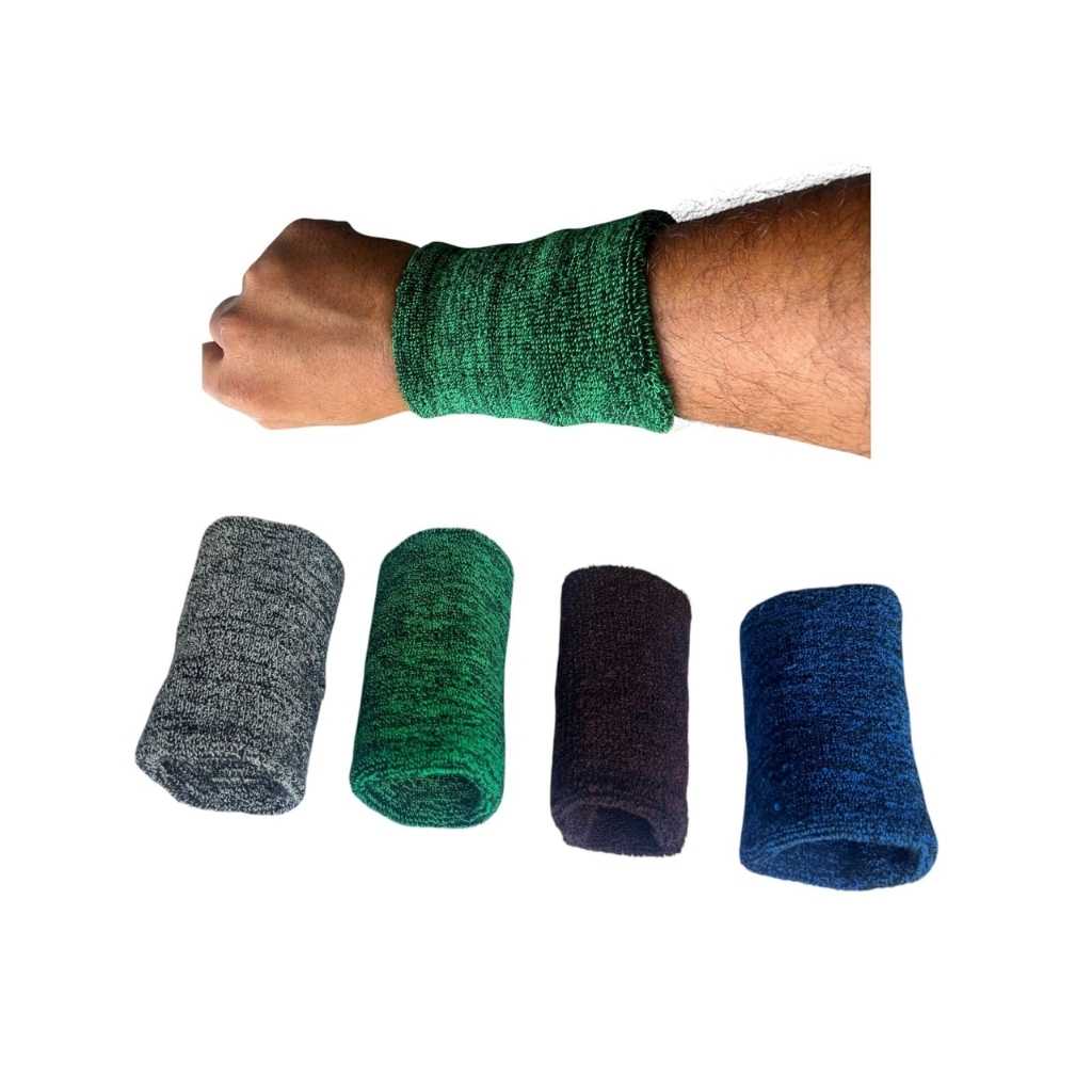 Long Cotton Wrist Bands for Men & Women – Moisture Wicking Sports Wristbands (Pack of 2 Pairs, 12.7 cm / 5 Inches)