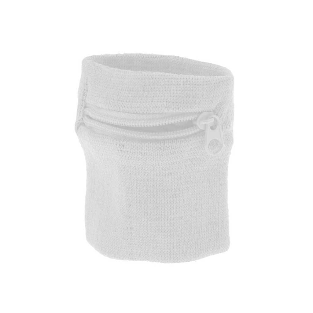 Enakshi® Outdoor Sports Fitness Wristband Sweatband Wallet with Zipper Pocket (White)