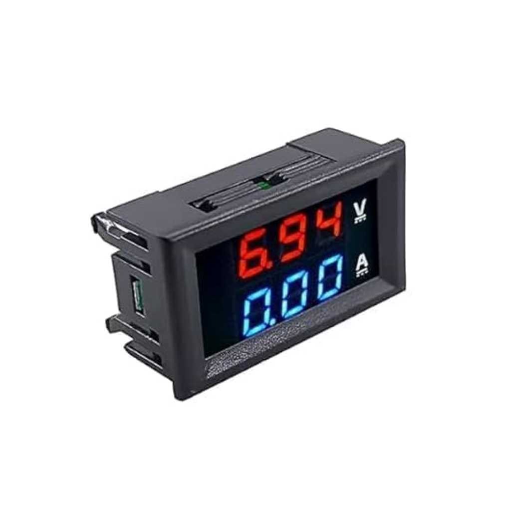 Digital Voltmeter Ammeter 0–100V 10A DC Dual LED Red Blue Display Panel Meter