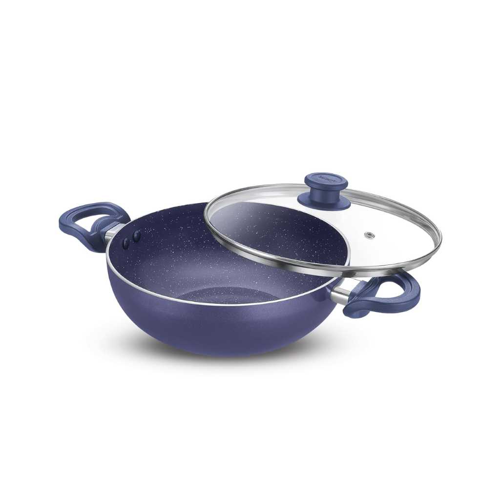 Prestige Ceraglide Ceramic Coated Non-Stick Kadai 24 cm with Glass Lid