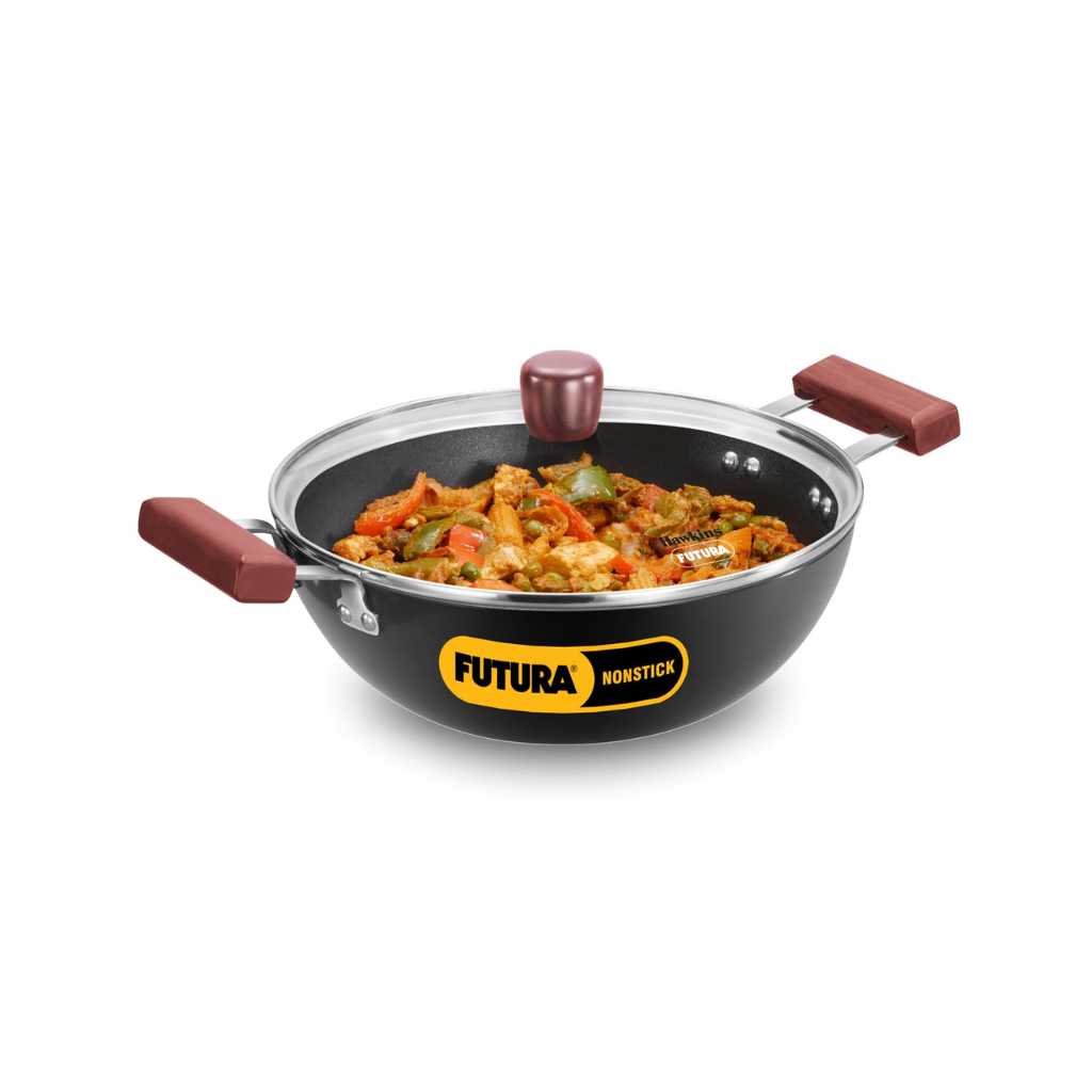 Hawkins Futura Nonstick Deep Kadhai 3 Litre with Glass Lid