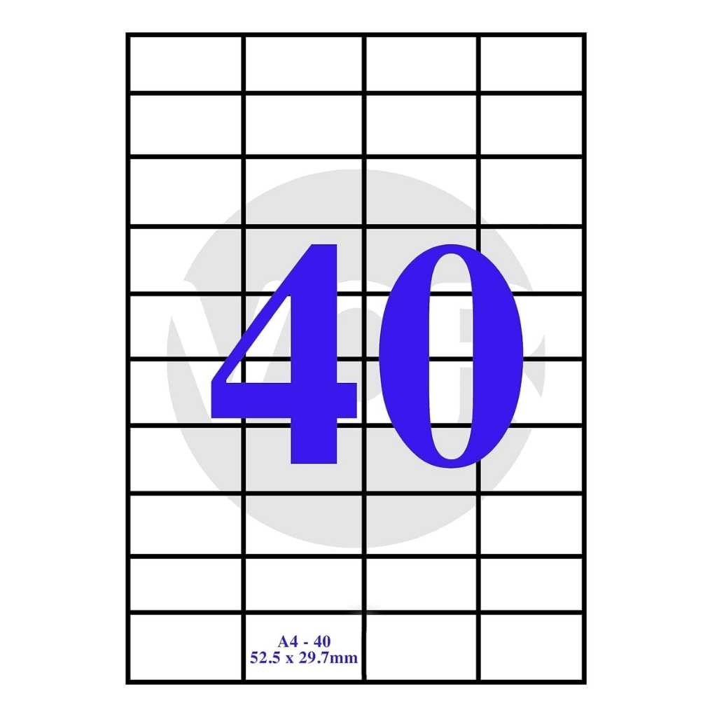 VCR A4 Size White Self-Adhesive Label/Sticker – 40 Labels Per Sheet