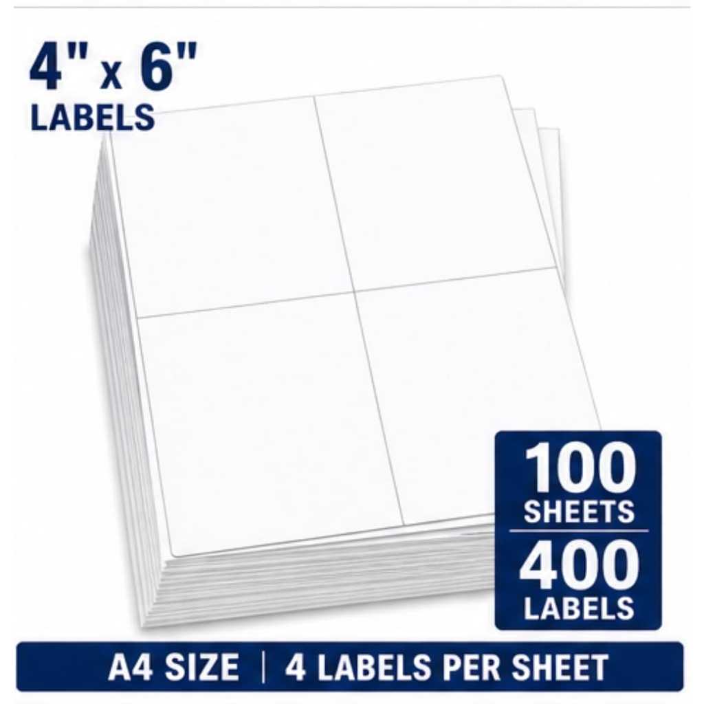 A4 Label Sheets 4 × 6 Inch Self-Adhesive – 400 Labels