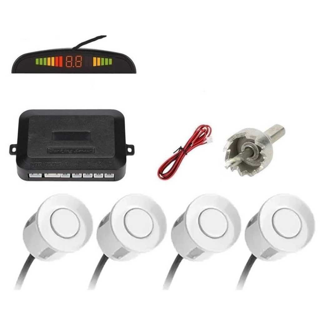 Kozdiko White Reverse Car Parking Sensor Set of 4 Pcs Universal for All Cars (White)