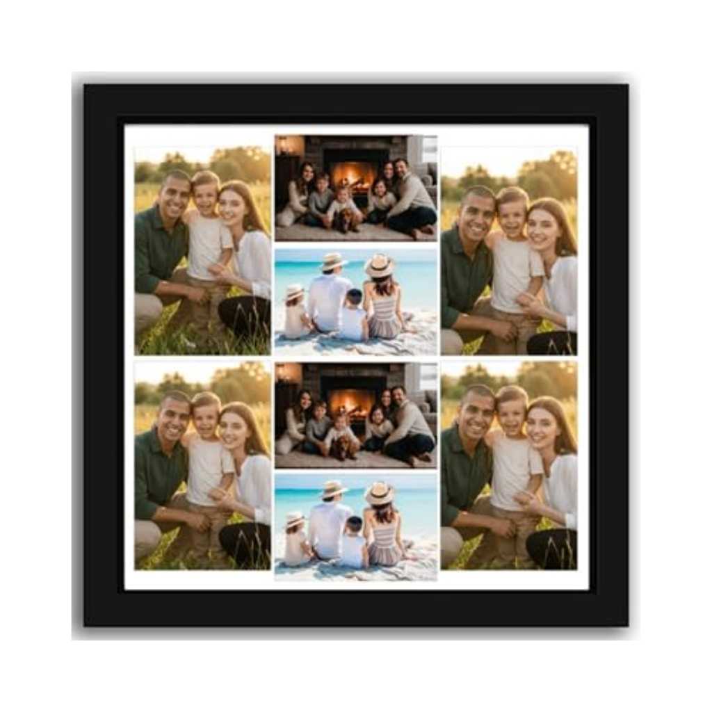 Ambe Photo World Personalized Framed Photo Collage Gift with Plexiglass – 8 Photo Custom Collage