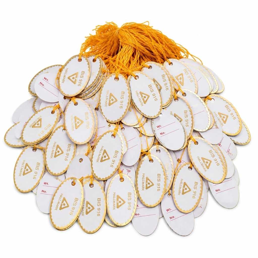 Gold Jewellery Price Tag with String – Small, 100 Pcs