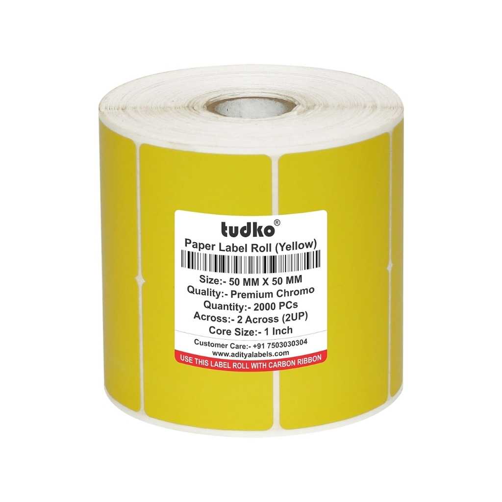 50 × 50 mm Chromo Self-Adhesive Barcode Paper Label Sticker Roll – 2UP, 2000 Labels