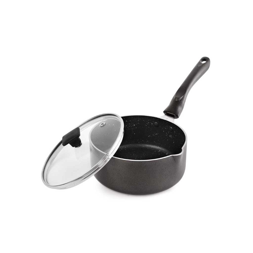 Cello Induction Base Aluminium Non-Stick Sauce/Milk Pan 1.5 Litre with Glass Lid