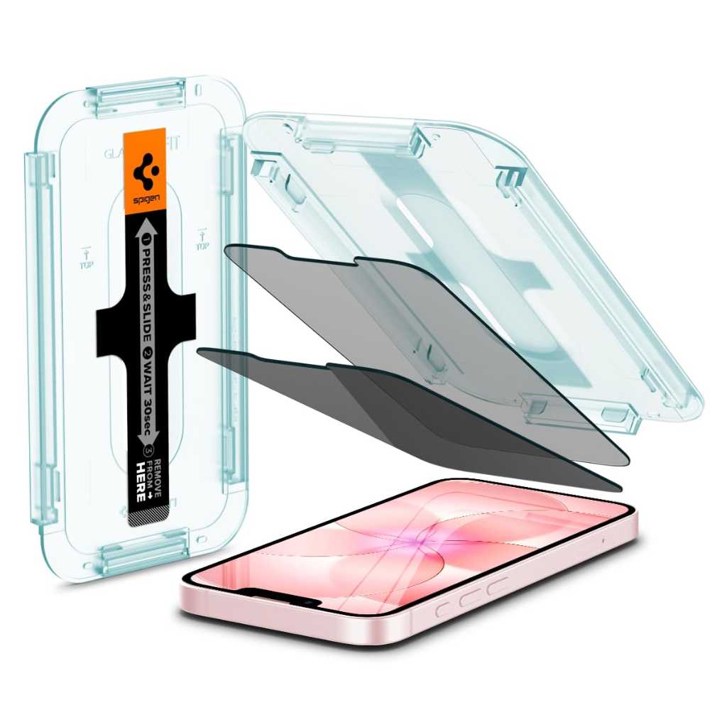 Spigen EZ Fit Privacy Tempered Glass Screen Protector for iPhone 17e / 16e / 14 / 13 / 13 Pro (2 Pack)