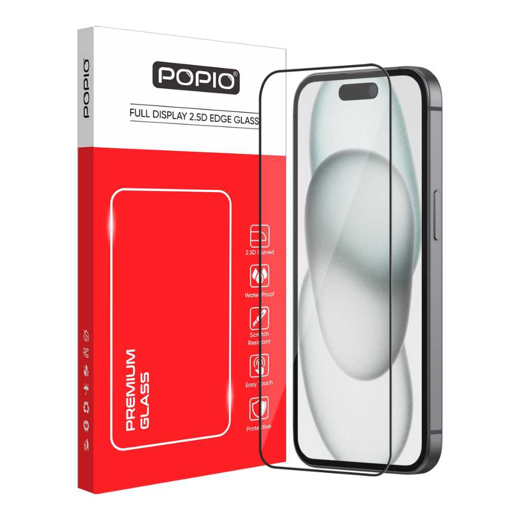 POPIO Military-Grade Gorilla Tempered Glass for iPhone 15 / iPhone 16