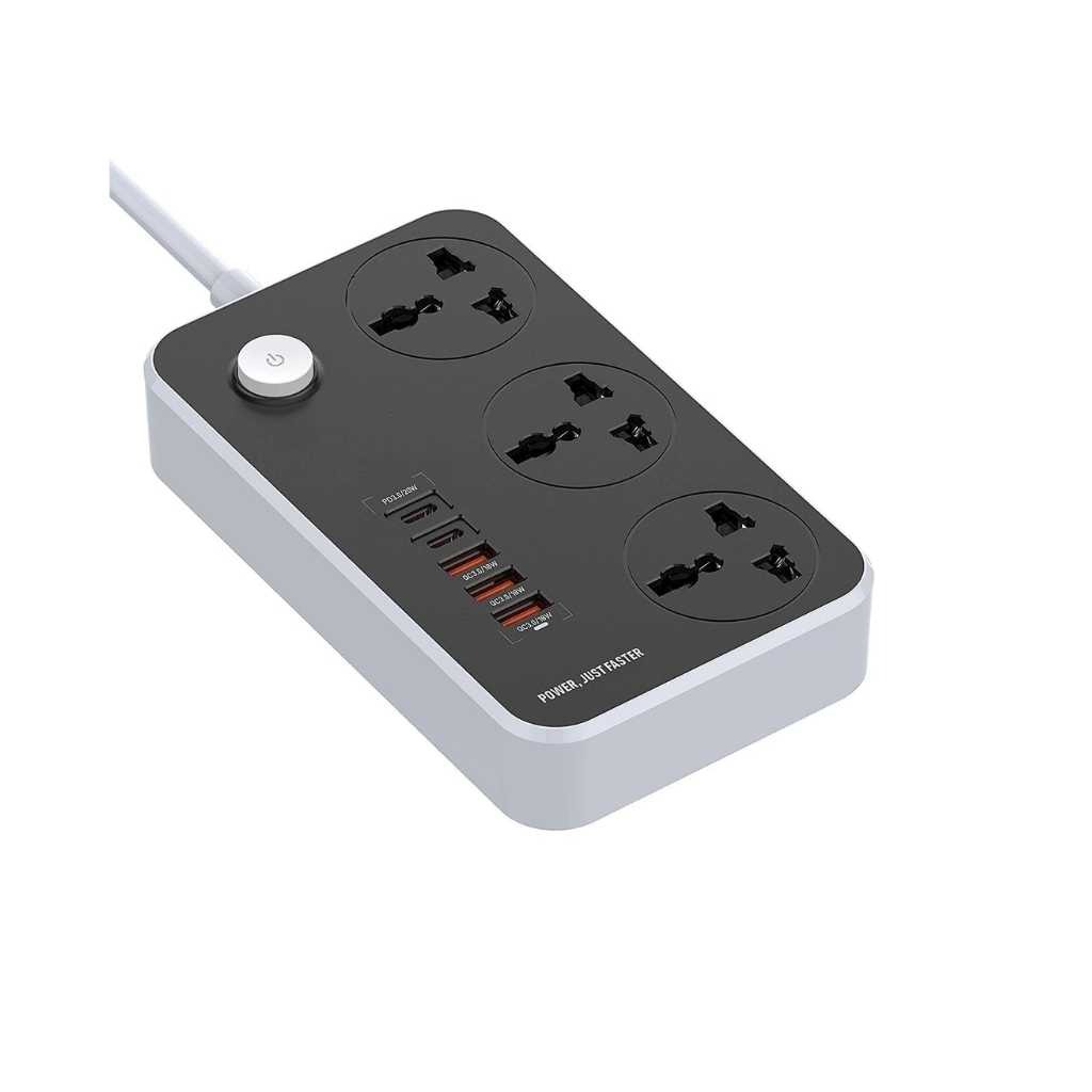 ELMVIA Extension Board with 4 Power Sockets, 4 USB Ports & 2 Type-C Ports