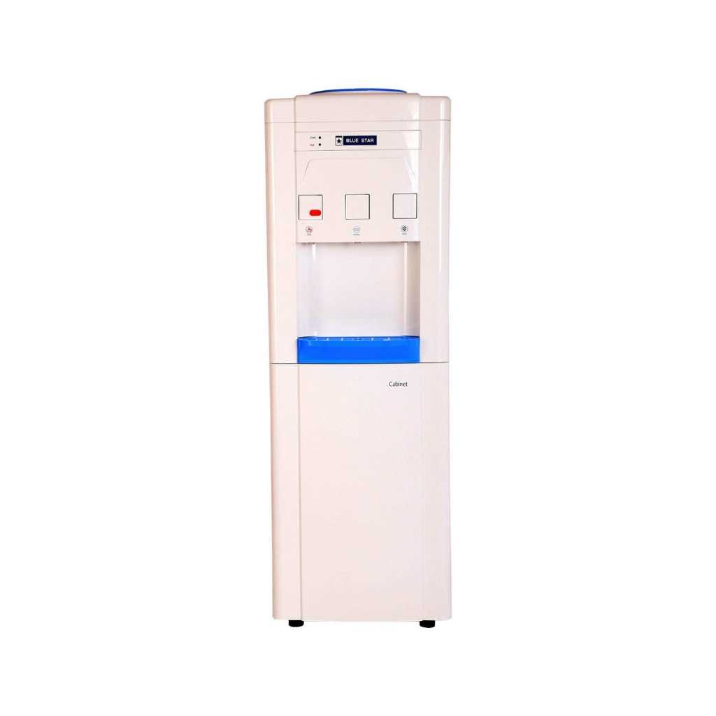 Blue Star Hot, Cold & Normal Water Dispenser with Non-Cooling Storage Cabinet (8L, White & Blue)