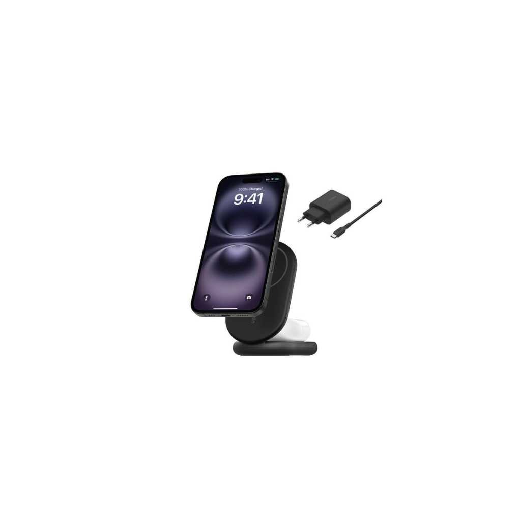 Belkin BoostCharge 2-in-1 Magnetic Folding Charging Cradle Qi2 15W (Black)
